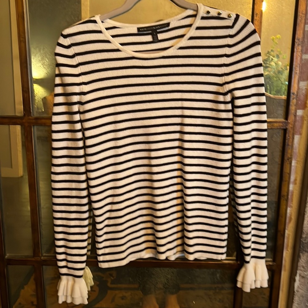 White House black market - small sweater white with black stripes